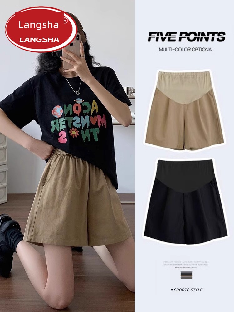 Langsha Small Casual Cotton and Linen Summer Wear Shorts for Pregnant Women