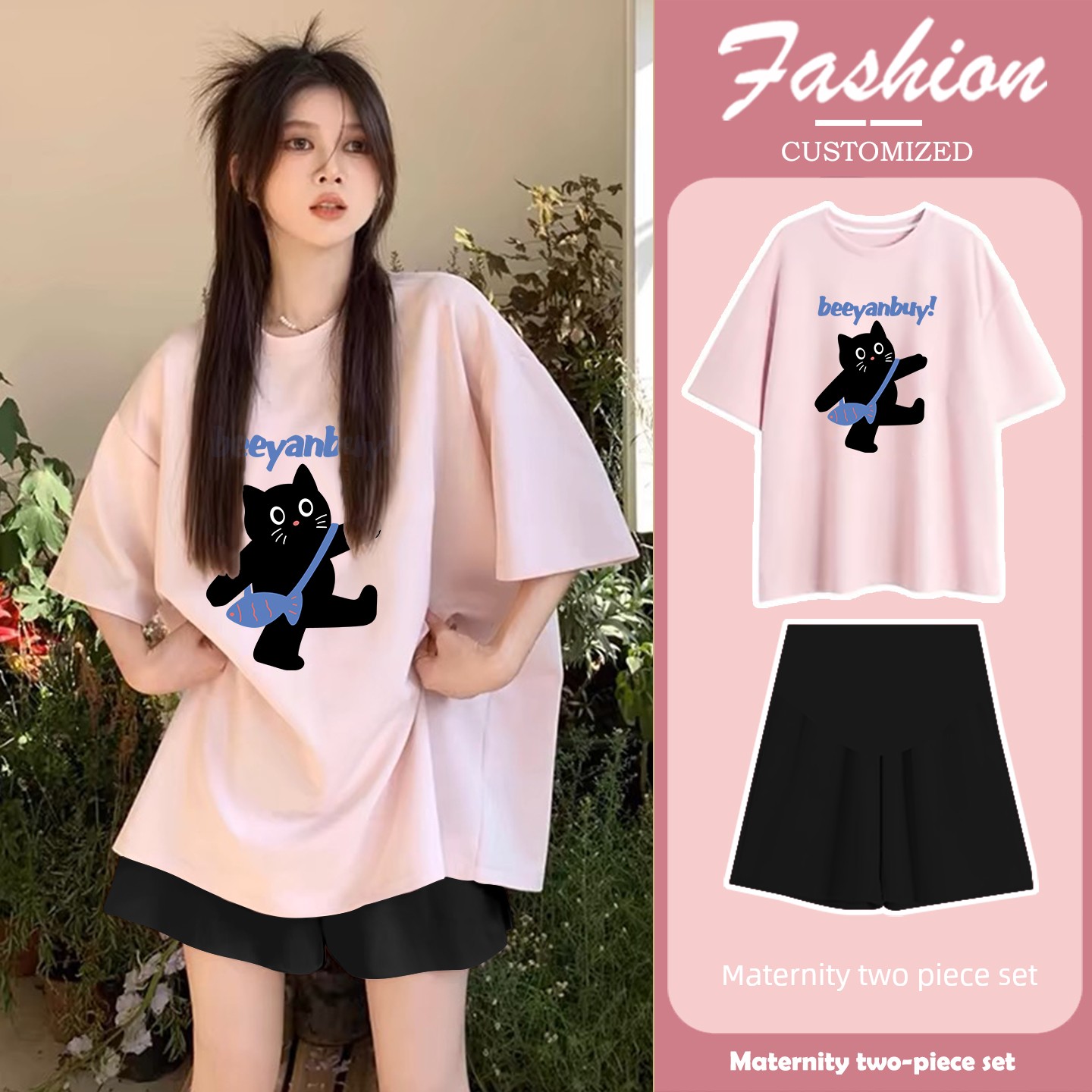 Maternity Summer Outfit 2026 New Style Top That Doesn'T Show Pregnancy, Stylish High-End Look for Pregnant Moms, Complete Set with Shorts — 19