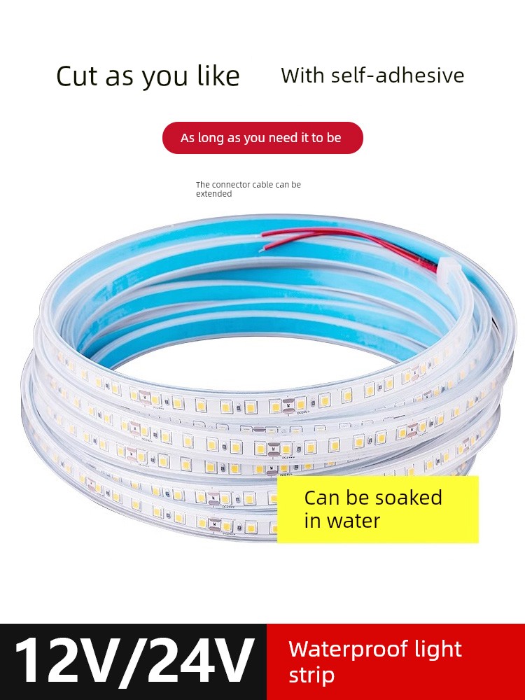 Solid Glue-Filled 12V24V Waterproof Light Strip Self-Adhesive Led Underwater Light Strip for Swimming Pool, Fish Tank, Outdoor Lighting