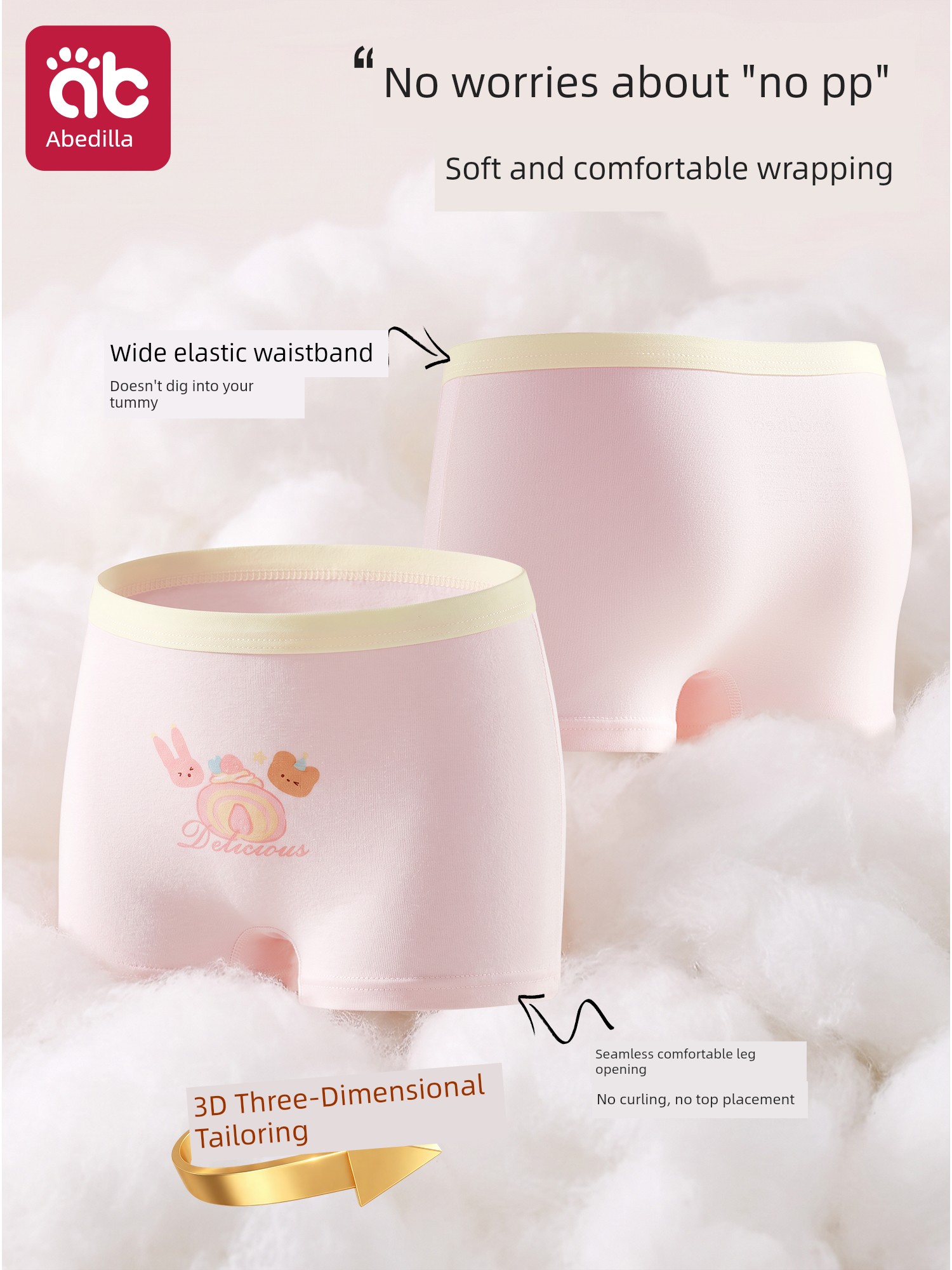 Girls' Underwear, Children's Pure Cotton, All-Cotton Crotch, Baby Girl Type A, Four-Corner Style, for Little Girls Aged 2, Non-Binding on the Bottom — 2