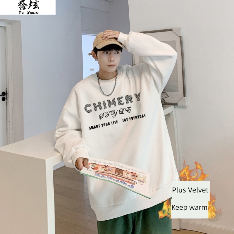 letter pure cotton No cap early autumn teenagers Sweater Men's style 2022 new pattern student Plush senior high school student winter jacket