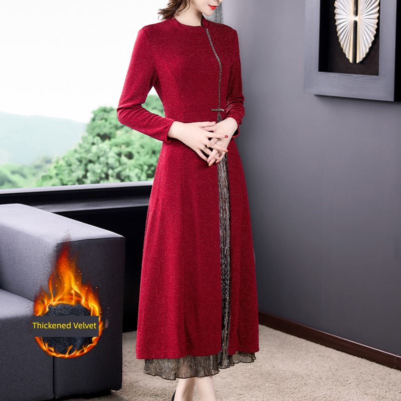 middle age mom Spring, autumn and winter improvement Long sleeve Dress