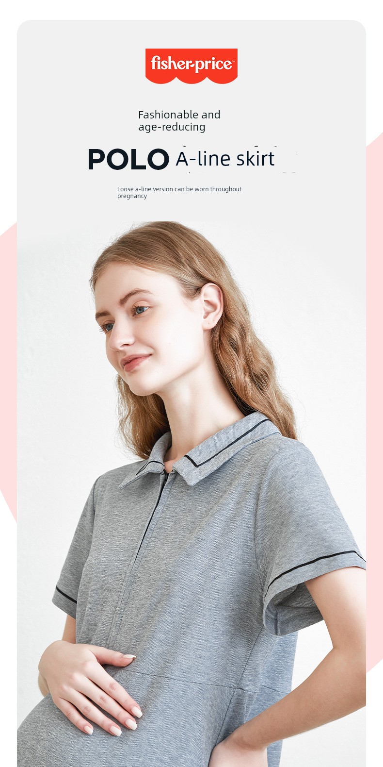 American Fisher Pregnant Women Dress Summer Plus Size Loose Polo Collar Tops Small Short Sleeve New Arrival Maternity — 2