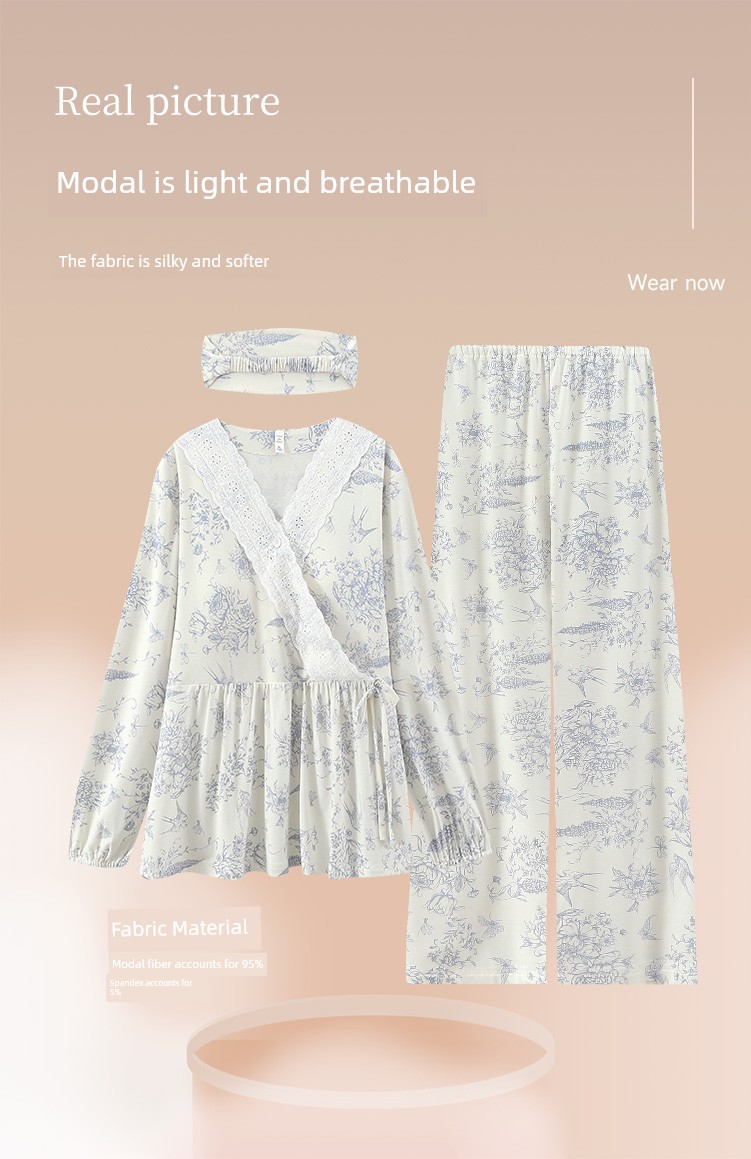 Modal Maternity Pajamas for Women, Suitable for Summer, Autumn, and Winter, September, Postpartum, Breastfeeding Period, Pure Cotton Maternity Loungewear — 4