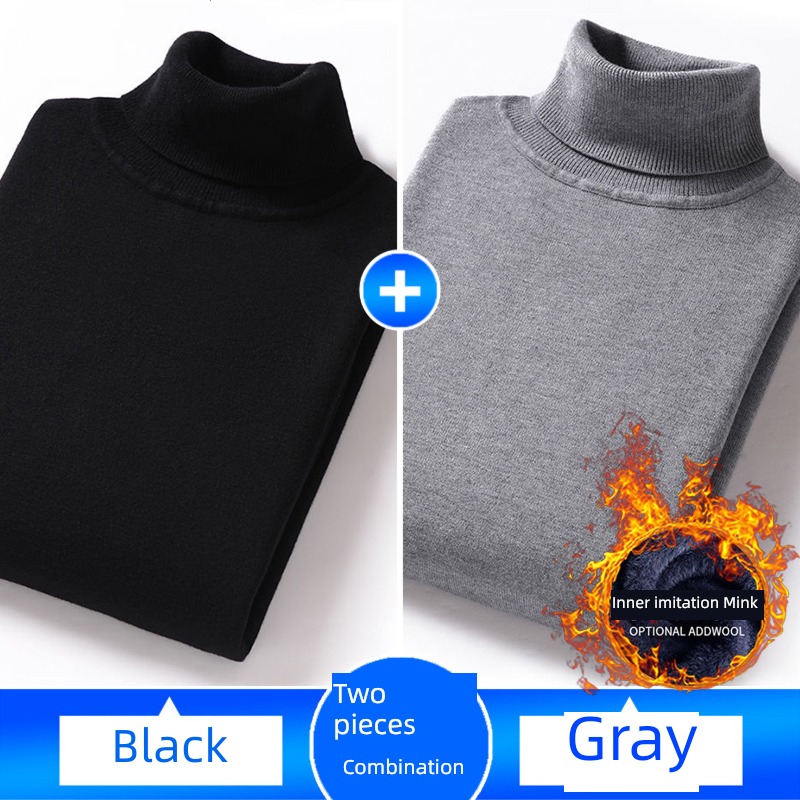tide black Lay a foundation Self cultivation Inner lap High collar sweater