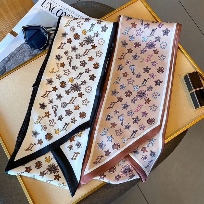 spring Thin and narrow Sliver ma'am Versatile bevel angle Small silk scarf