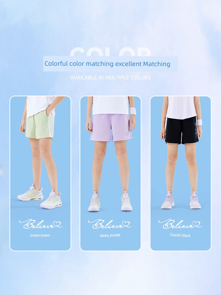 361 Children's Clothing Girls' Shorts 2026 Summer Big Kids Knitted Five-Point Shorts Sports Pants Breathable Pants — 4