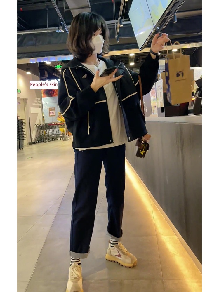 European goods Splicing Hooded ins female Autumn and winter pizex
