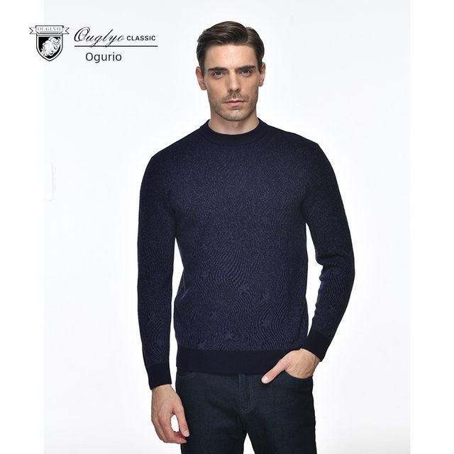 Augurio cardigan men's winter middle-aged sweater round neck business pullover thickened warm sweater