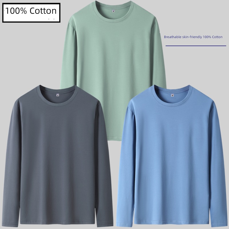 man pure cotton easy Versatile Autumn clothes Long sleeve T-shirt