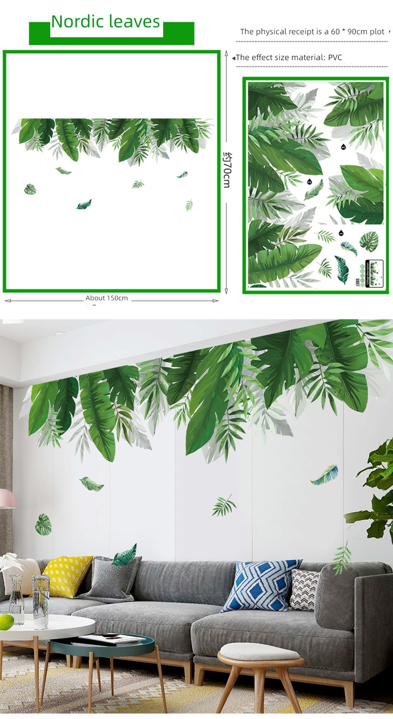 Northern Europe fresh Wall stickers movable Refrigerator paper hanging basket Potted plants