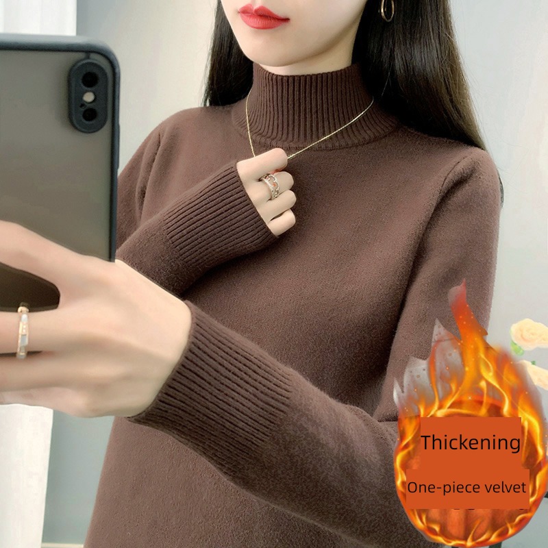 one Velvet Half high collar Autumn and winter Inner lap Self-cultivation sweater