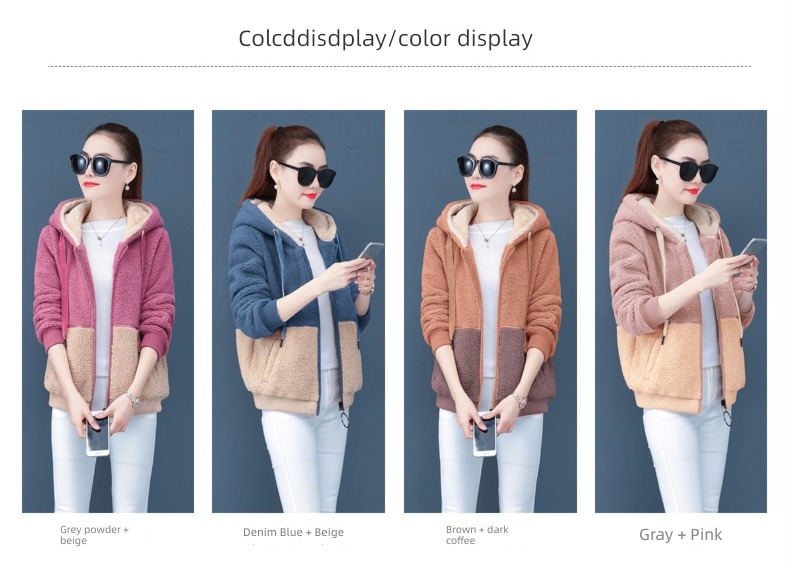 loose coat female Lamb hair winter thickening Fleece loose coat