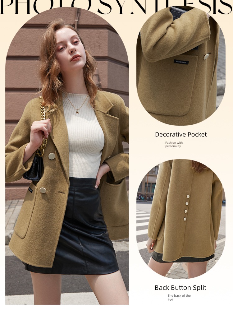 Tricolor 2022 winter All wool Woollen overcoat