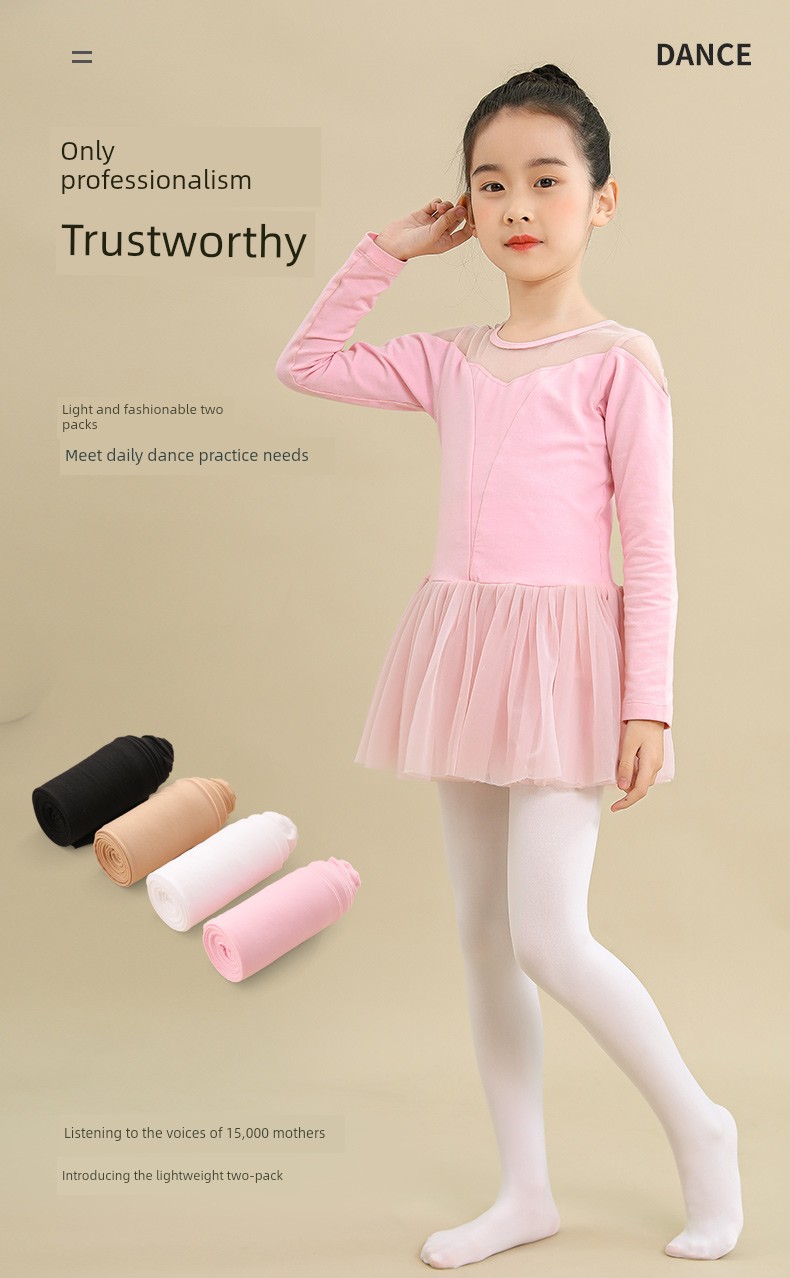 Fleece-lined Thickened Leggings White Spring & Fall Dance Pantyhose — 2