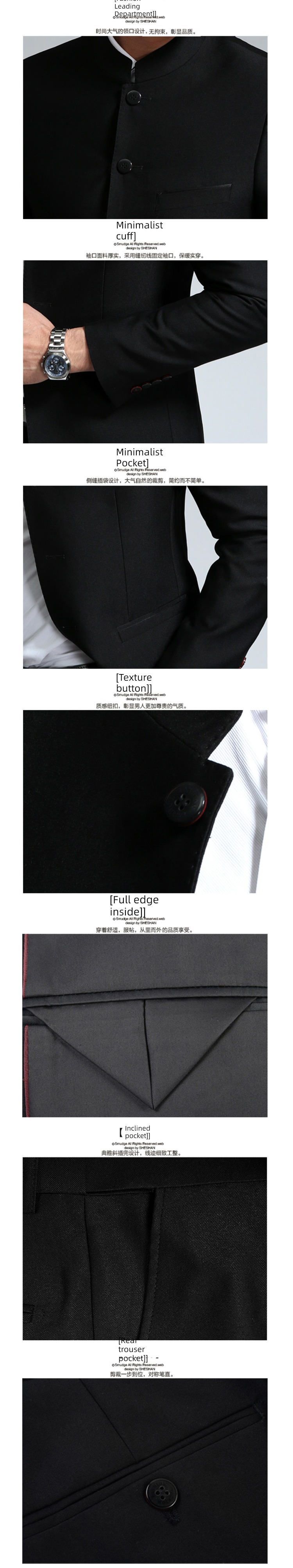 man youth Self-cultivation stand collar marry full dress Chinese tunic suit
