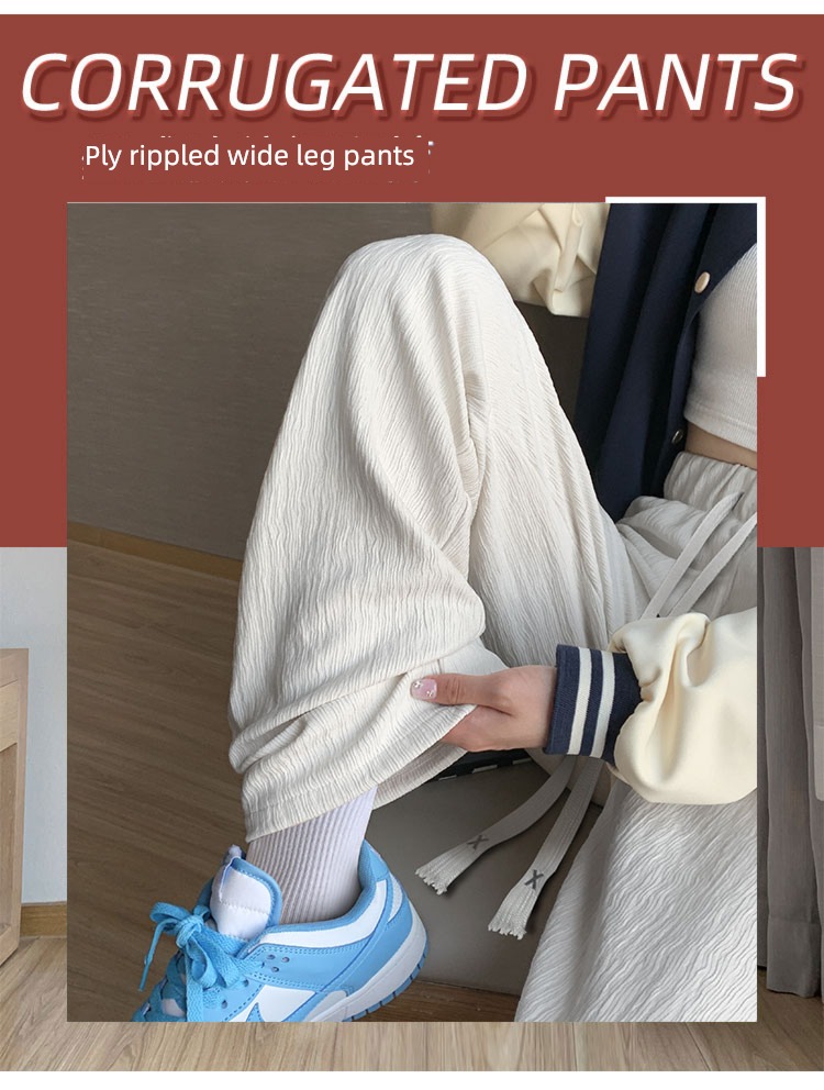 white High waist easy Straight cylinder motion leisure time trousers
