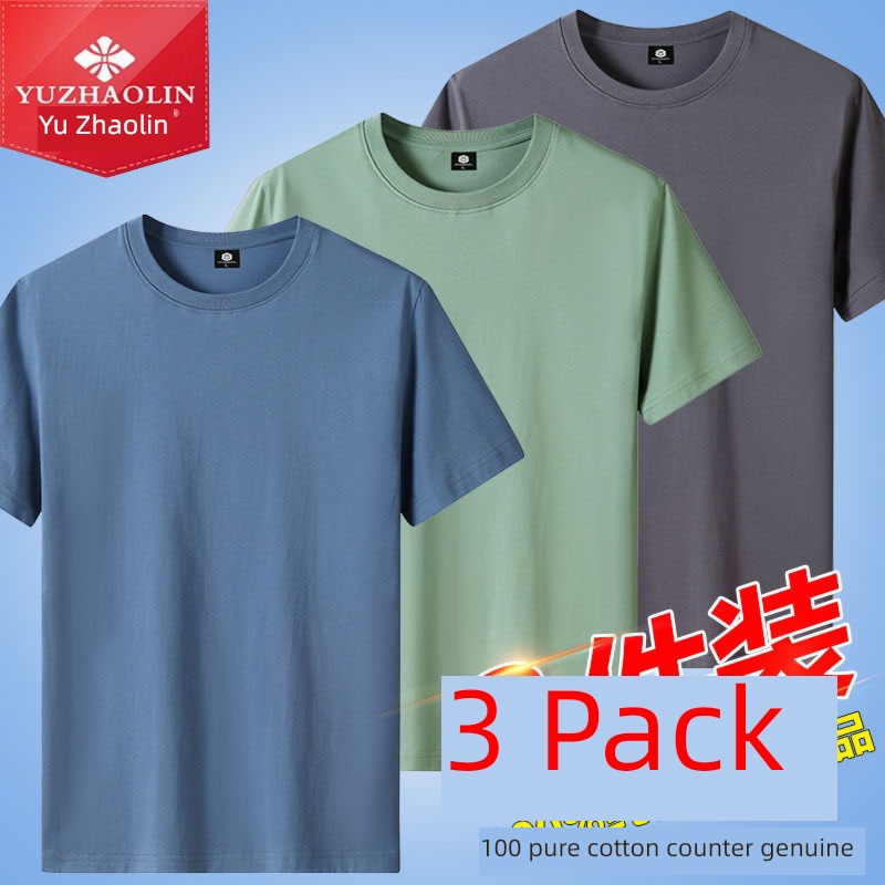 Yu Zhaolin Round neck easy all black Cotton Short sleeve T-shirt
