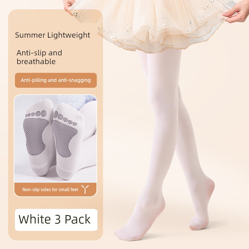 361 ° Children's Dance Tights for Practice, Spring and Autumn Style, White Pantyhose for Girls' Dance Exams — 7