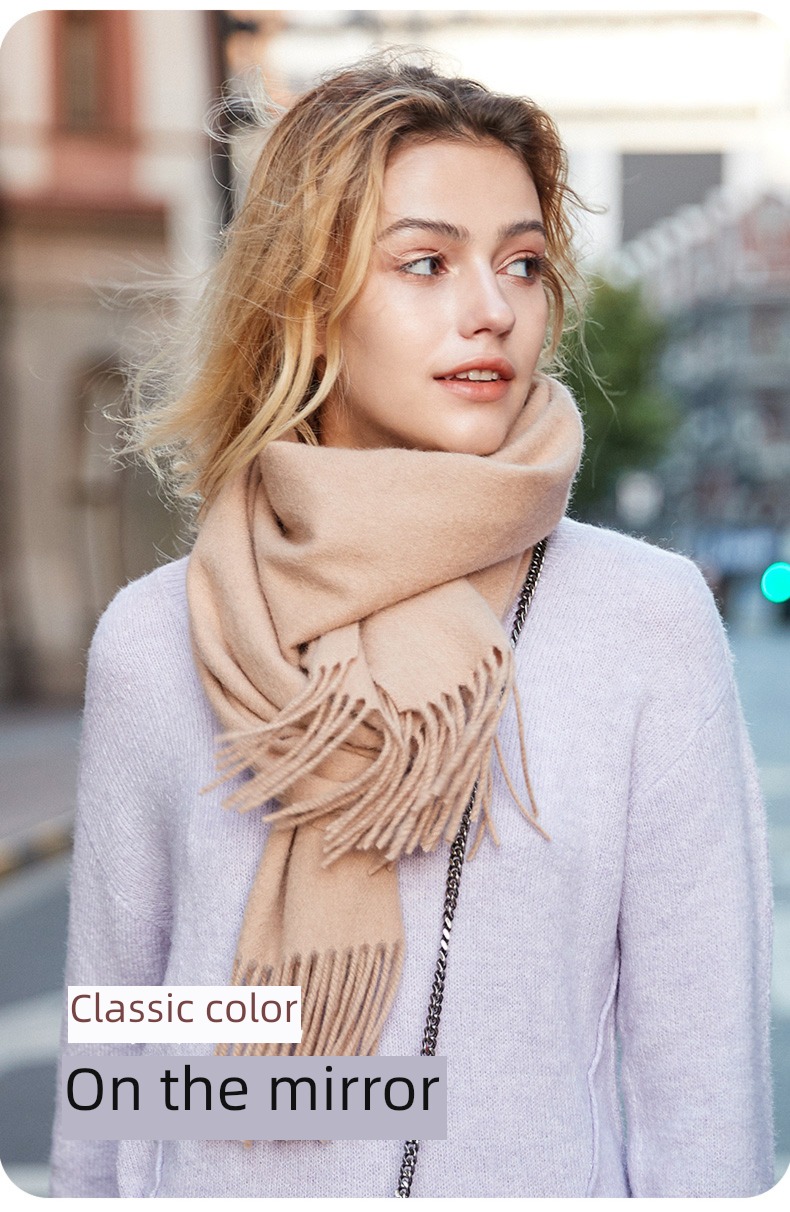 Link 100% Pure wool scarf female winter keep warm Versatile white Neckline Shawl schoolboy mom a birthday present
