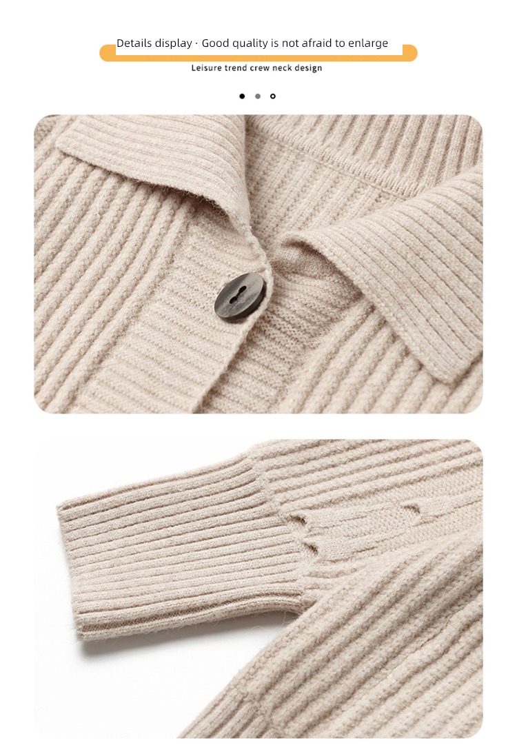 hyz  Lapel middle age Mother dress knitting Cardigan