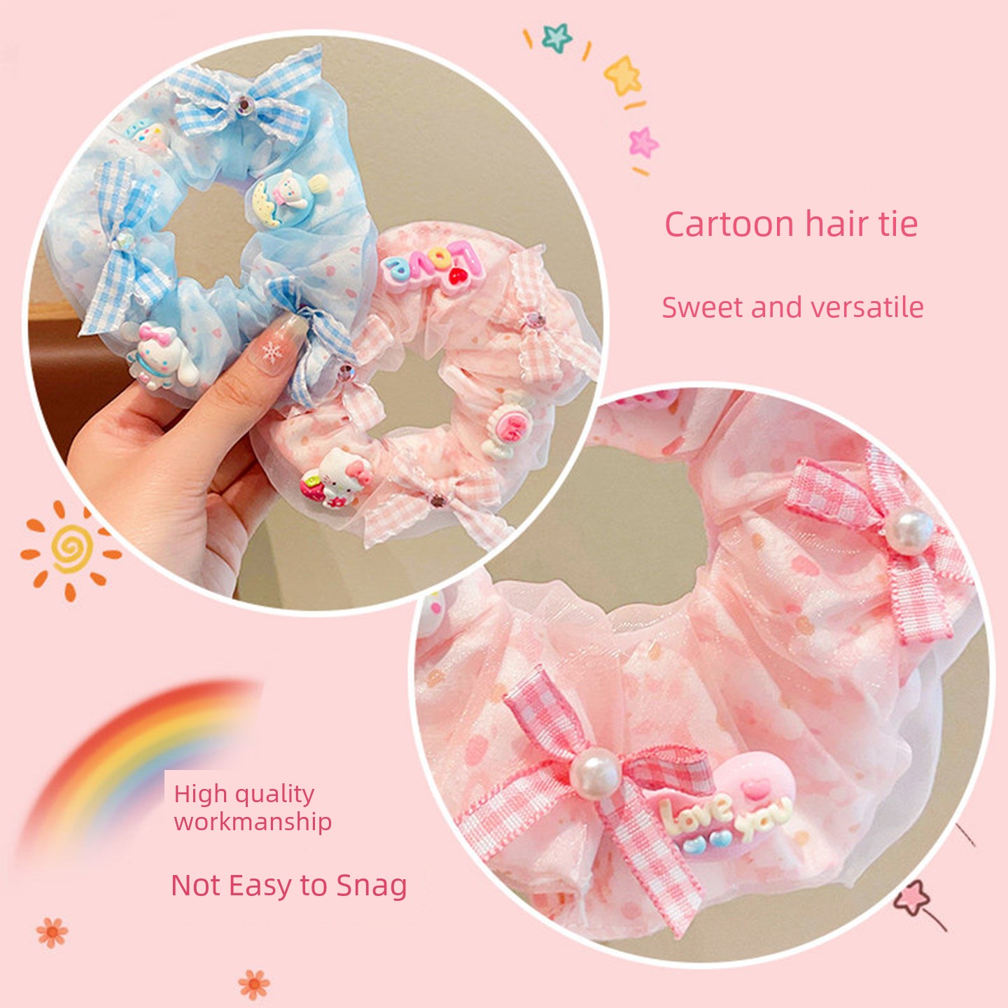Children's Cartoon Hair Ties 2026 New Style Girls' High Ponytail Hair Bands Little Girls' Non-Damaging Hair Elastics Hair Accessories — 4