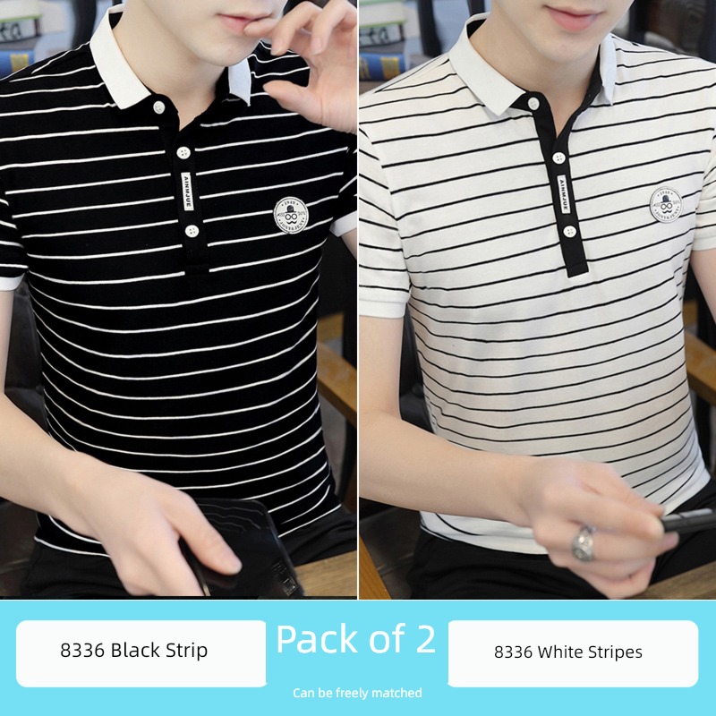 Self-cultivation Shirt collar stripe Half sleeve man summer wear