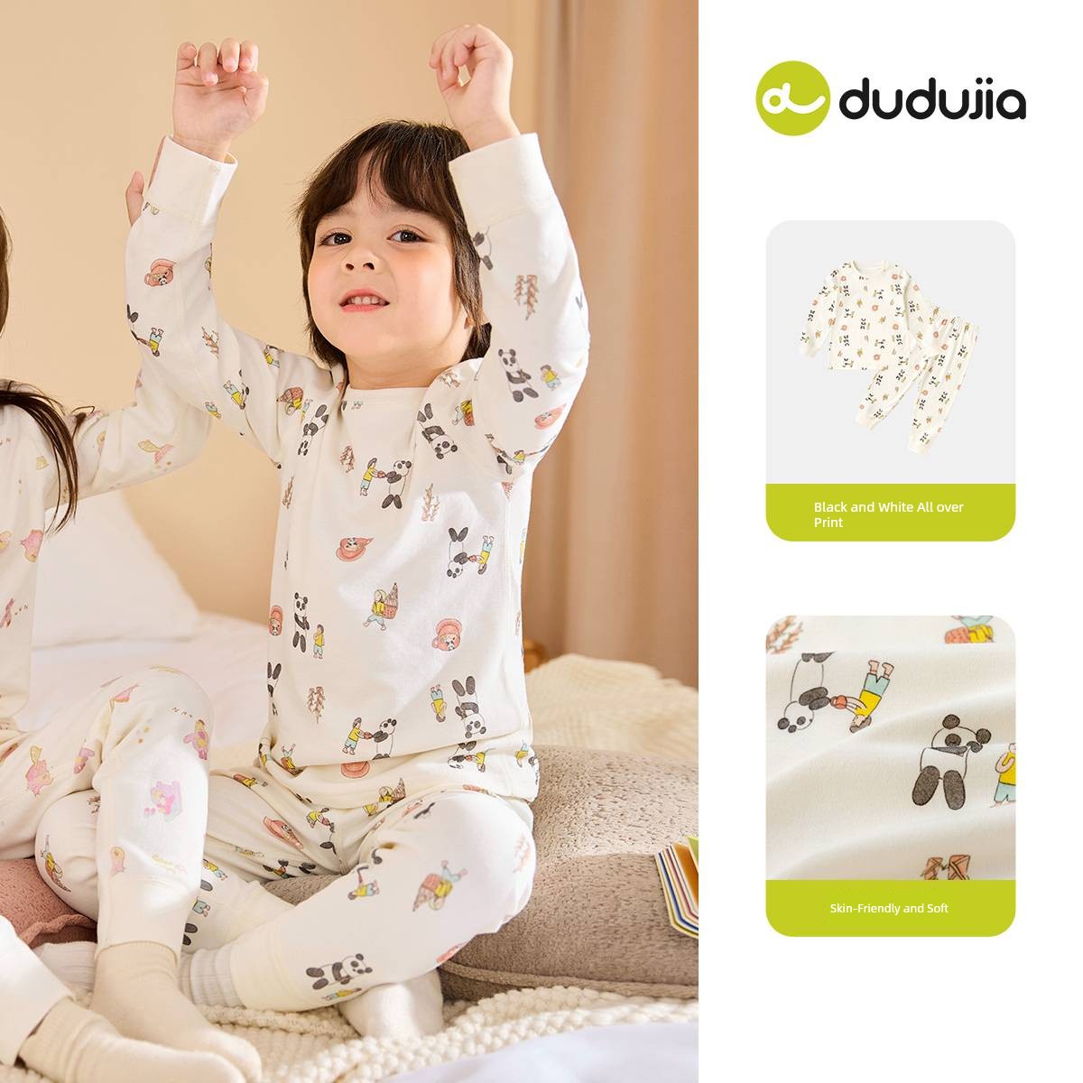 Dudu's Boys' Autumn Clothing Set, Children's Pajamas, Autumn Girls' Pure Cotton Underwear Set, Baby Warm Clothing for Young Children — 1