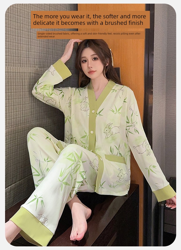 Pure Cotton Postpartum Clothing, Autumn and Winter Postpartum Nursing Pajamas for Women, Special for Breastfeeding, Spring and Autumn Maternity Home Wear, — 5
