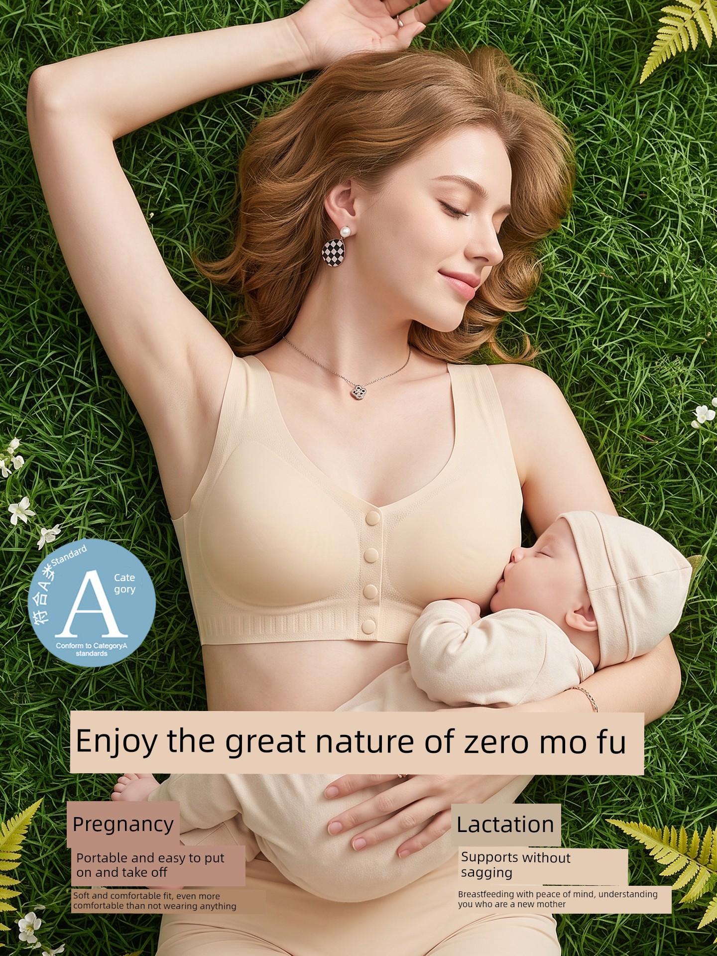 Front-Buttoned Nursing Bra for Postpartum Breastfeeding, Anti-Sagging, Suitable for Pregnant Women to Wear While Sleeping, Thin Summer Style