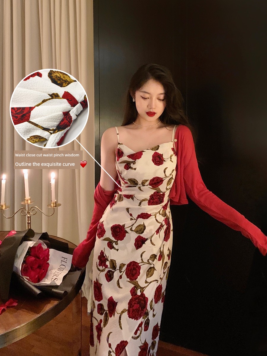 Forest sound of birds chirping Dangling collar female gules Wear out Self-cultivation braces skirt
