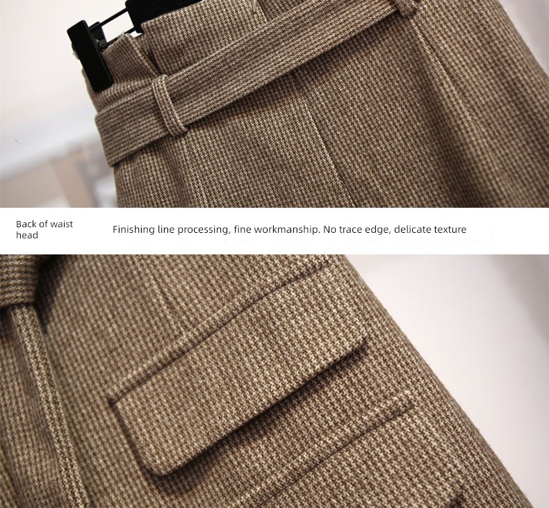 Milk coffee female Autumn and winter Medium and long term Advanced sense Woollen dress
