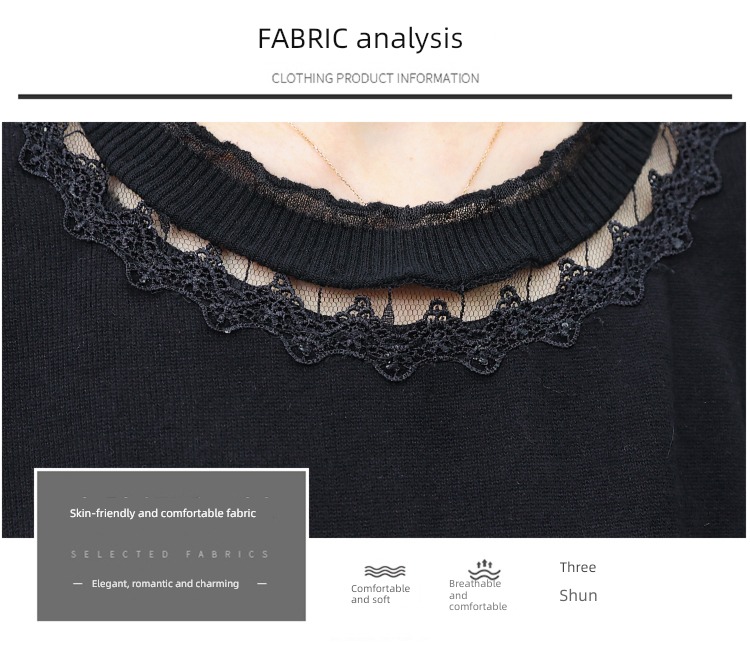 Lace stitching easy Show thin Cover meat knitting Dress