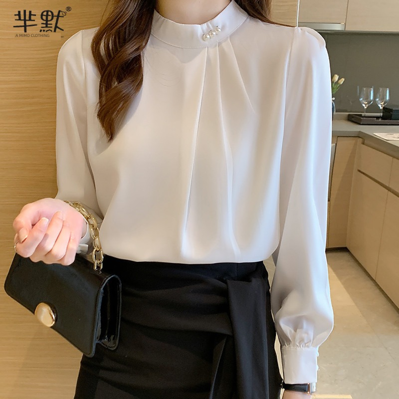 Long sleeve Spring  fashion Chiffon ma'am Lay a foundation Small shirt
