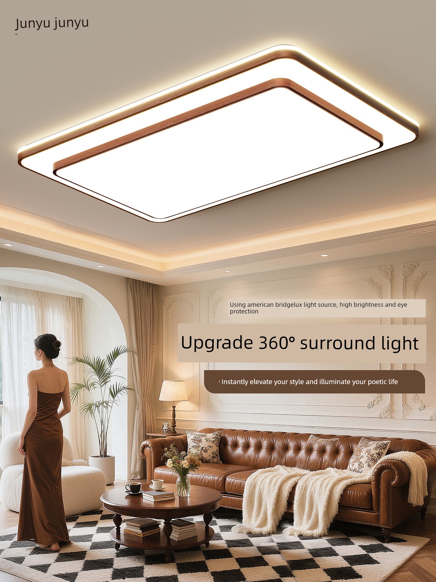 Medieval-Style Living Room Ceiling Light, Smart New Chinese-Style Retro Eye-Protection Lighting for Master Bedroom and Dining Room, Whole House Lighting Package Set