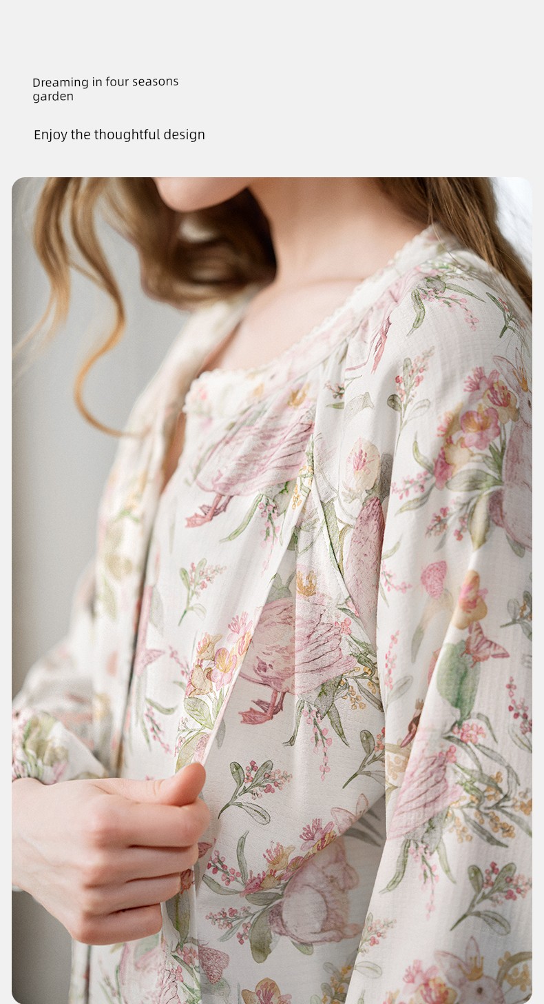 Tang Yixin's Same Style Manxi Autumn Maternity Postpartum Loungewear Elastic Silk Linen Cotton Pajamas Maternity Home Wear — 21