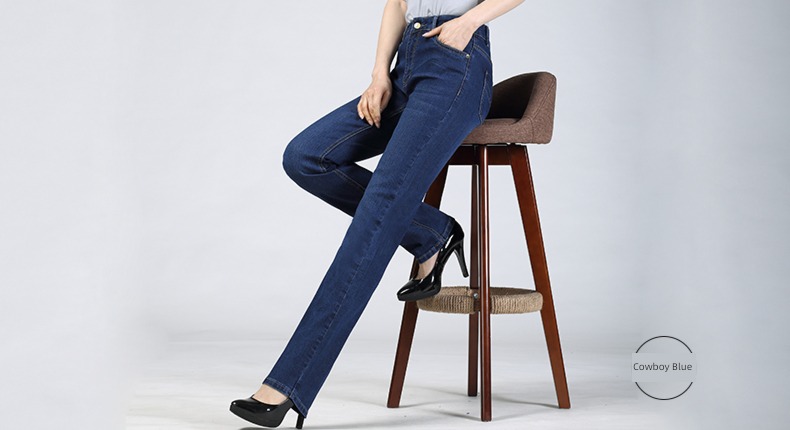 mom High waist easy winter Plush middle age Jeans