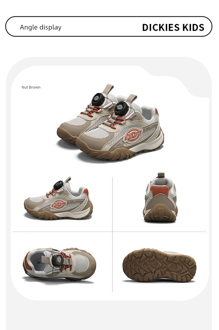 Dickies Kidsren's Outdoor Hiking Shoes New Autumn Breathable Kidsren's Shoes Knob Buckle Sports Shoes Versatile Casual Shoes — 24