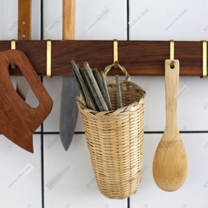 Bamboo Wall Hanging Chopsticks Box Hand Woven Kitchen Storage Retro Textured Bamboo Decorative Crafts
