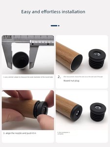 Round Tube Plug with Nut, Height-Increasing Foot Pad with Threaded Wheel Plug, Shelf Tube Nut, Adjustable Foot 28/50 Int
