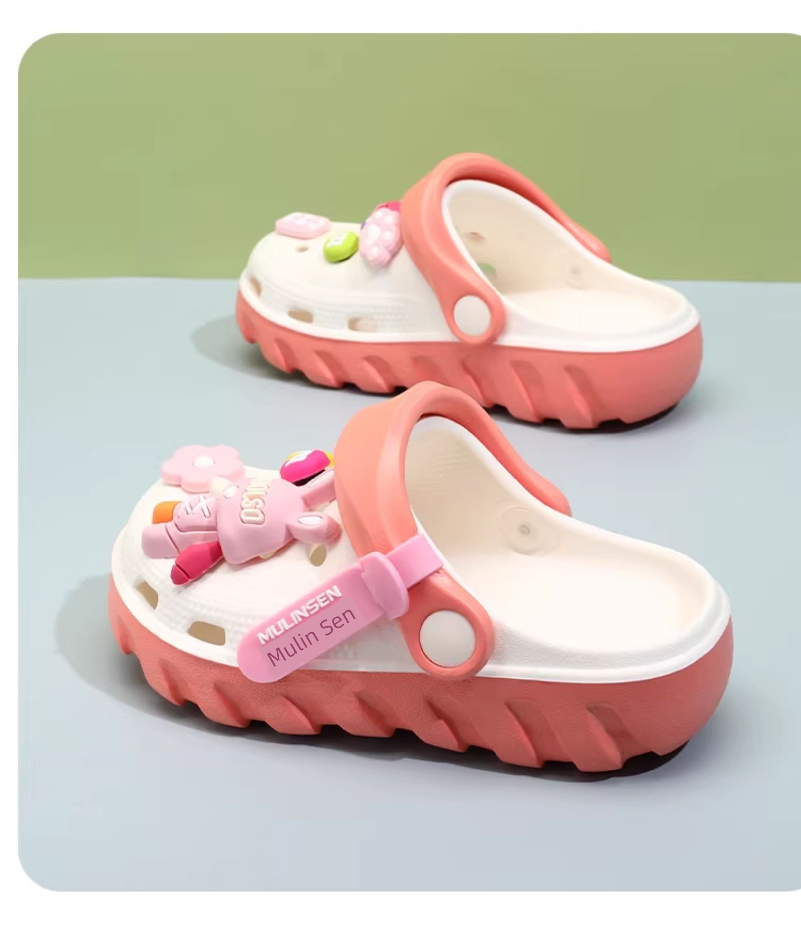 Mlskms-Vautid Girl Hole Shoes New Arrival Outdoor Non-Slip Kids Slippers Cherry Blossom Sandals Baby Girl Beach Shoes — 47